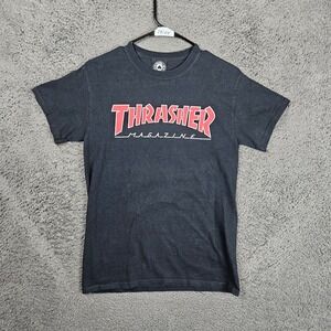 Kids Thrasher‎ Magazine Logo T Shirt Black Short Sleeve Cotton Size Small